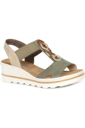 Rieker Womens sandal 67498-52 in Green Easy Walk