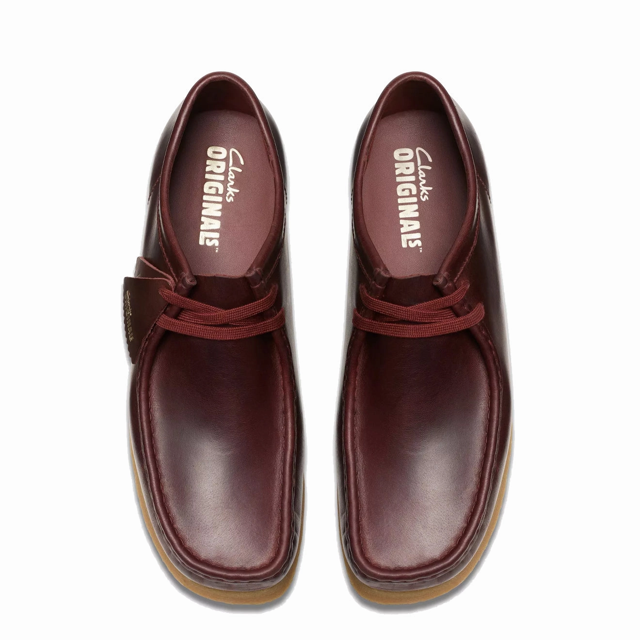 Clarks Originals Wallabee Deep Red Leather Sand Path Journey Mode