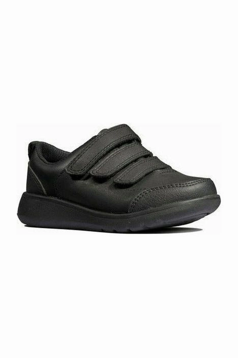 Clarks Scape Sky Kid black leather Park Picnic Breathable mesh