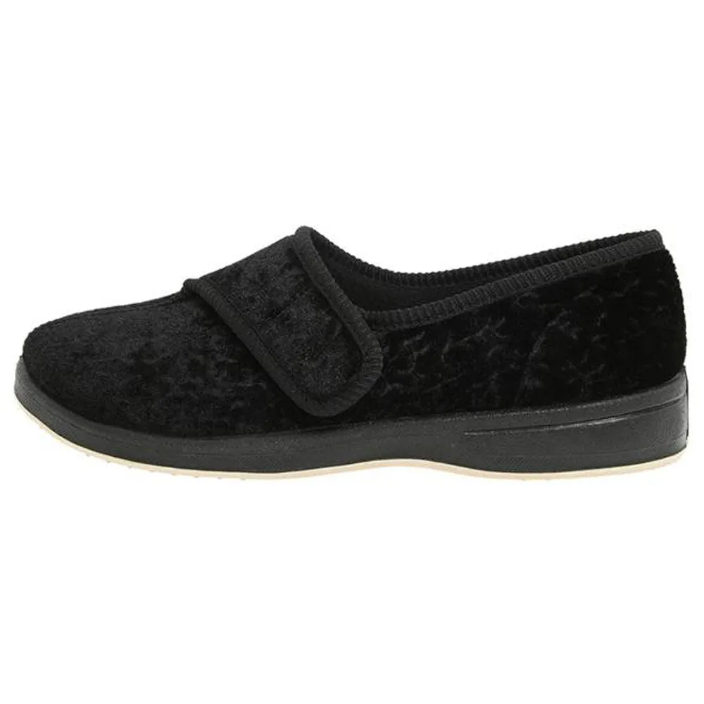 Foamtreads Jewel Slipper Black Velour (Women's) Wicked Slippers