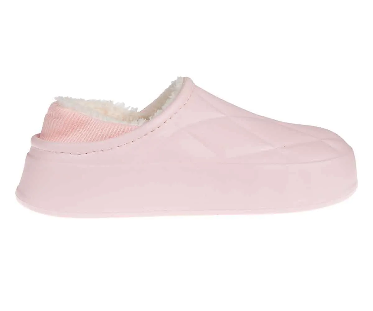 FOAMWALK Women's Platform Clogs - Quilted Fuzzy Clogs for Women, Faux Fur Lined Fall Clogs Slippers for Women Mincraft Slippers