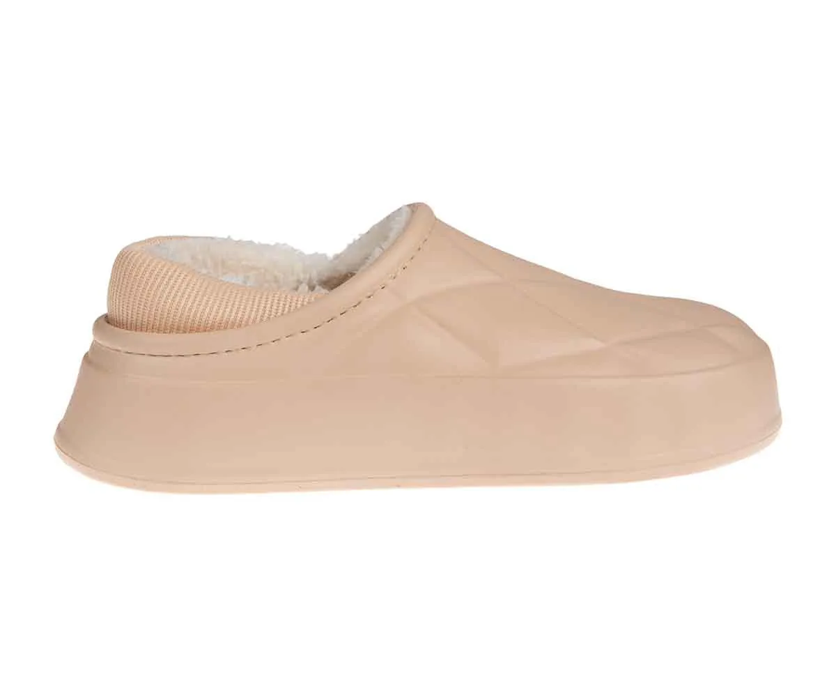 F Off Slippers FOAMWALK Women's Platform Clogs - Quilted Fuzzy Clogs for Women, Faux Fur Lined Fall Clogs Slippers for Women