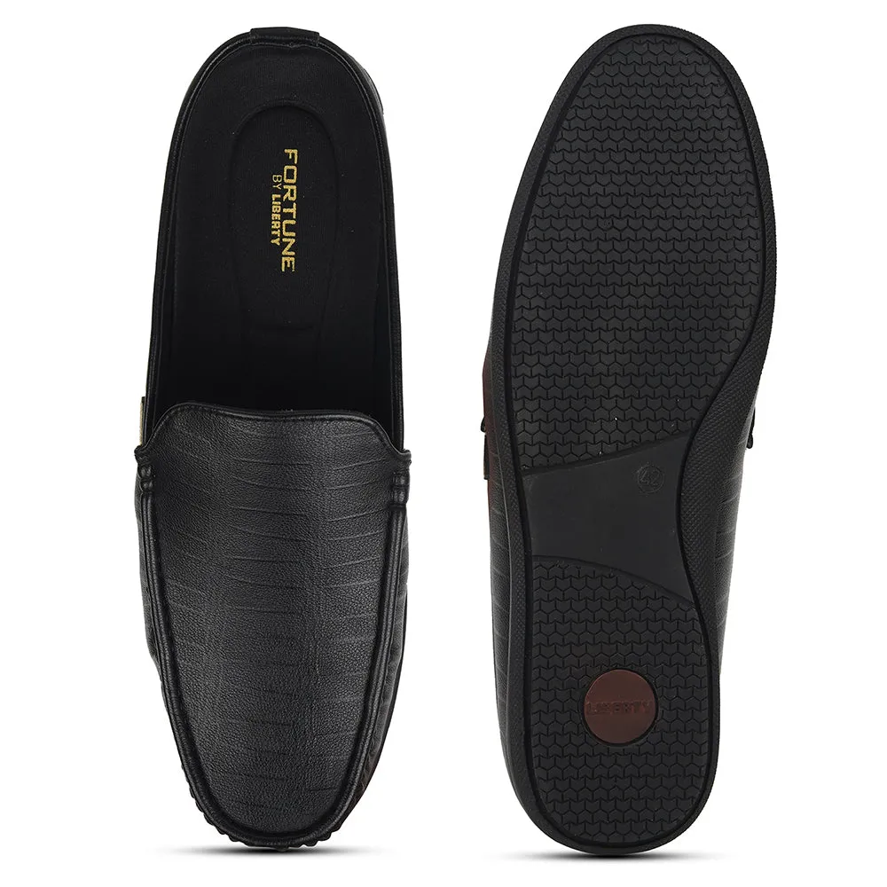 Fortune Black Casual Loafers For Mens VSL-6 By Liberty Tweed Loafers