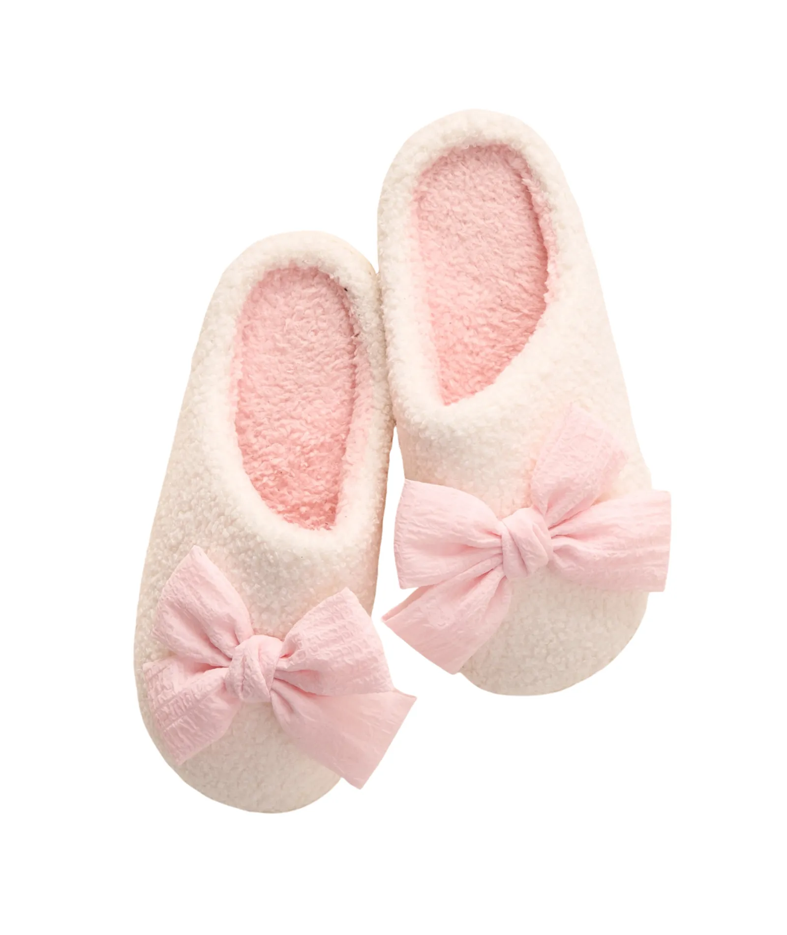 Frankie's Exclusives Blush Bow Fuzzy Slippers Simpson Slippers