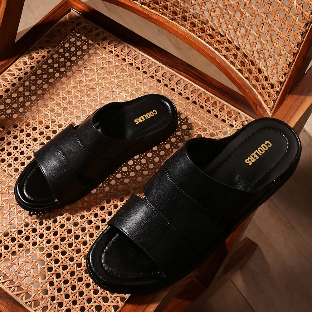 Coolers Casual (Black) Slippers For Men 7123-310 By Liberty Slippers For Mem