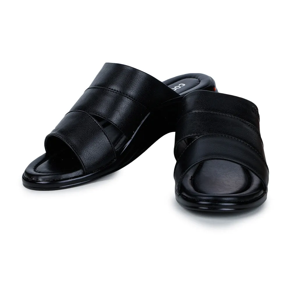 Suede Slide Sandals Coolers Casual (Black) Slippers For Men 7123-310 By Liberty