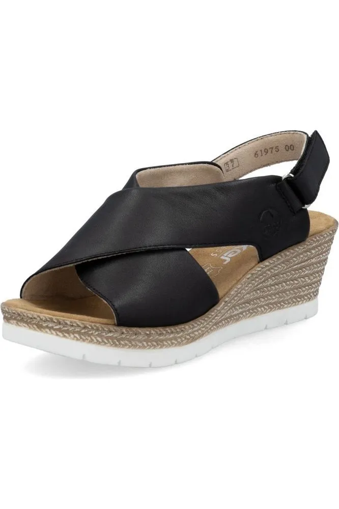 Rieker ladies sandal 61975-00 in Black Summer Wear