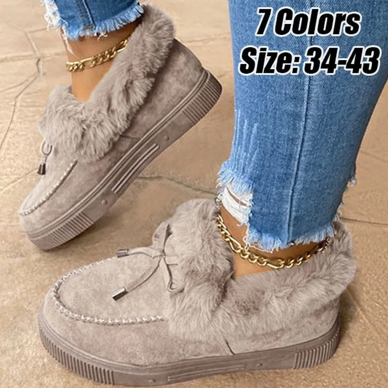 Boots Snow Waterproof Winter Boots Warm Plush Velvet Ankle Snow Boots Shoes For Women