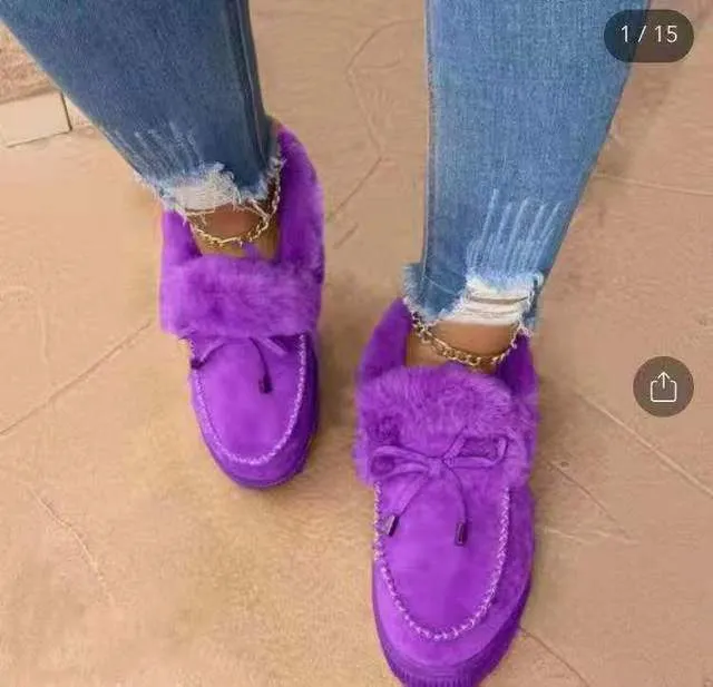 Snow Proof Leather Boots Winter Boots Warm Plush Velvet Ankle Snow Boots Shoes For Women