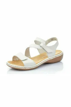 Rieker Womens Sandals 659C7 80 White Flexible Outdoor Footwear Open Steps