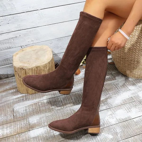 Uk Us Shoe Size Adidas Women's Fashion Patchwork Suede Knee-High Boots 66315118S