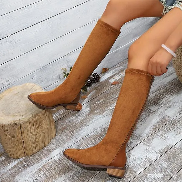 Artificial Grass Soccer Shoes Adidas Women's Fashion Patchwork Suede Knee-High Boots 66315118S