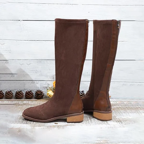 Women's Fashion Patchwork Suede Knee-High Boots 66315118S Adidas Gazelle Arsenal Shoes