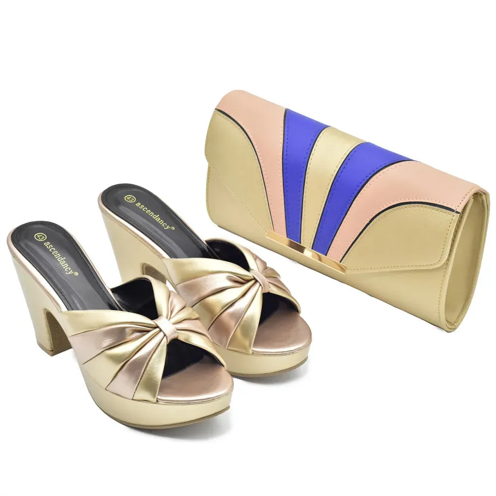 African Women's Shoes And Bag Made of High-Quality Shiny Materials Slippers Wholesale