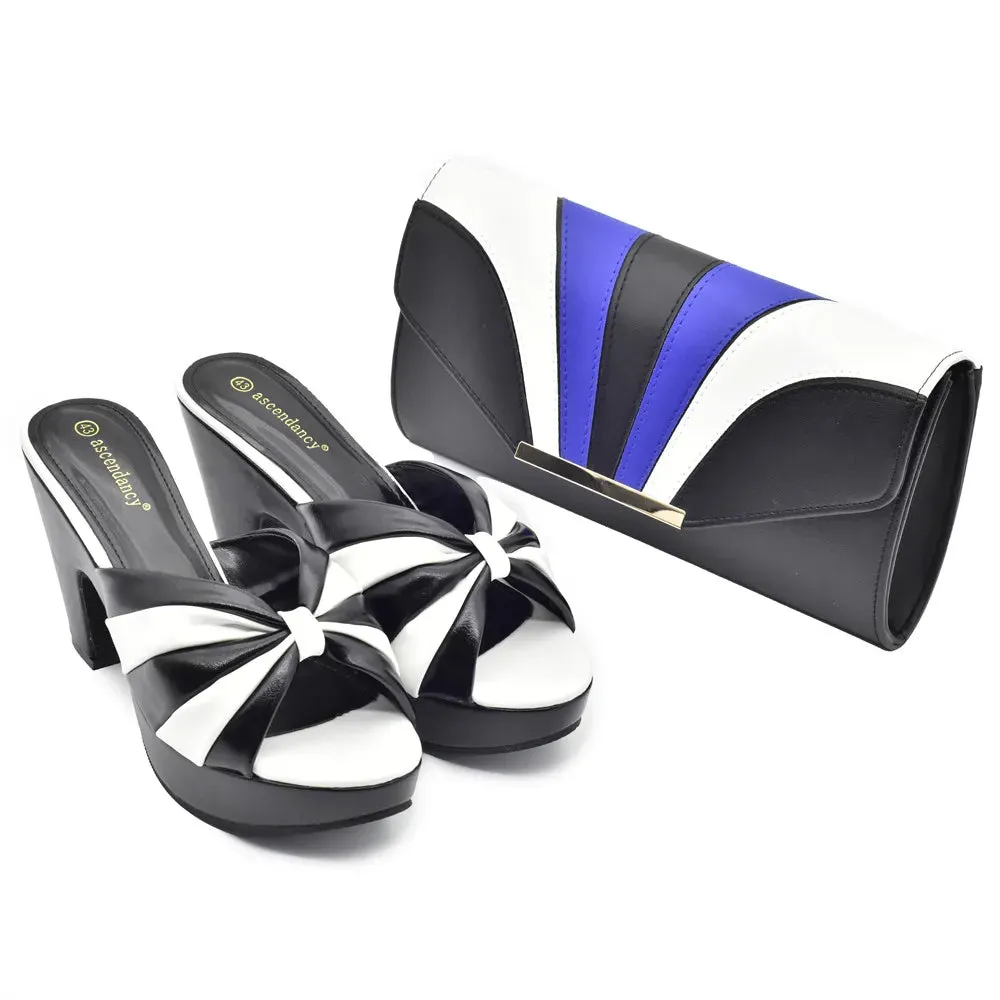 African Women's Shoes And Bag Made of High-Quality Shiny Materials Weird Slippers