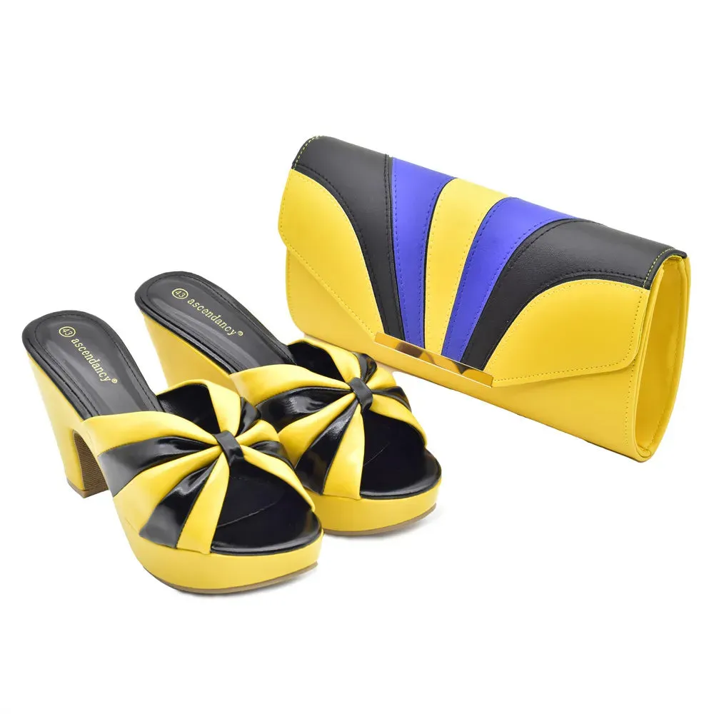 African Women's Shoes And Bag Made of High-Quality Shiny Materials Slippers For Aching Feet