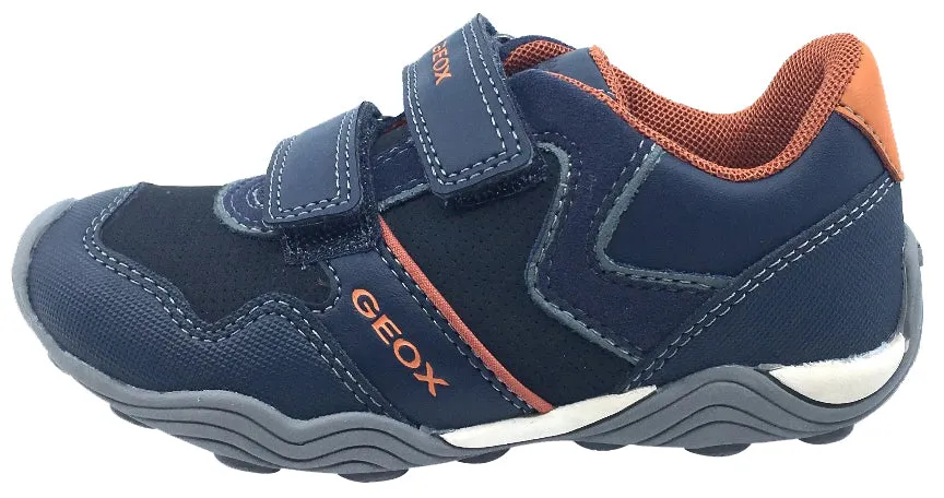 Asics Running Shoes Kayano 26 GEOX Boy's Arno Hook and Loop Sneaker (Navy/Dark Orange)