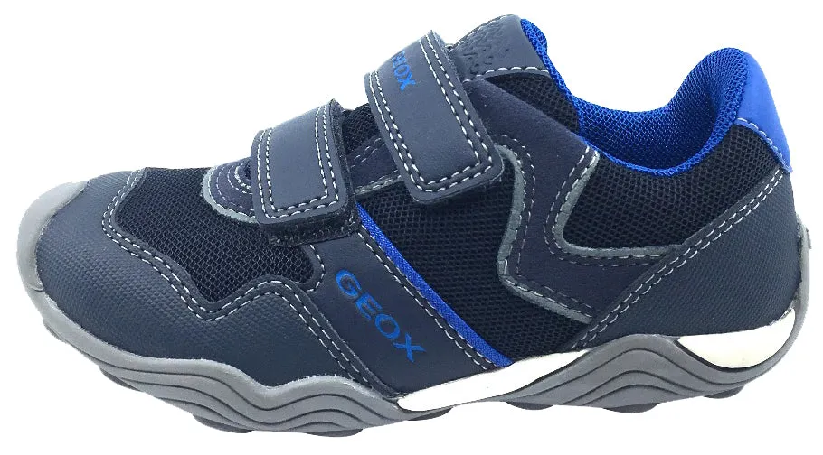 Cecilie Bahnsen Asics GEOX Boy's Arno Hook and Loop Sneaker (Navy/Royal Blue)