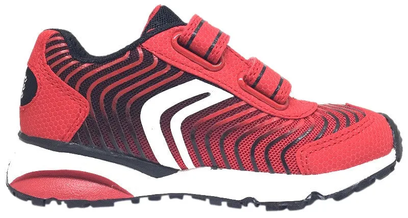 Asics Dynablast 4 Running Shoe Geox Boy's Bernie Red & Black Double Hook and Loop Strap Sneaker