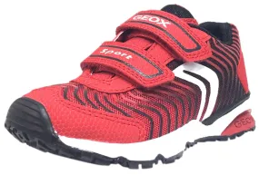 Asics Kayano Running Shoes Geox Boy's Bernie Red & Black Double Hook and Loop Strap Sneaker