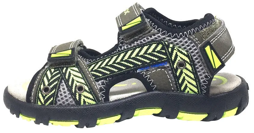 Geox Boy's Pianeta Military Green & Lime Single Hook and Loop Strap Open Toe Sandal Asics Gel Flashpoint Volleyball Shoe