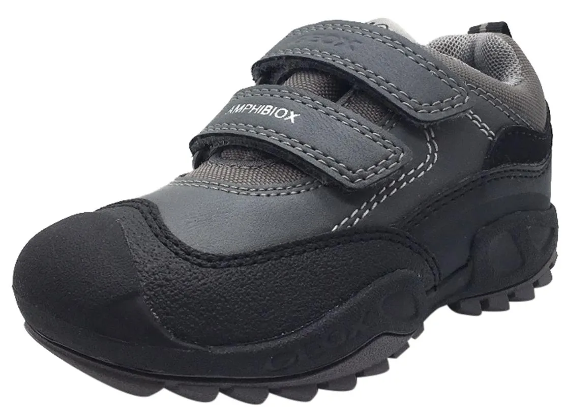 Geox Boy's Savage Grey Textile Double Hook and Loop Sporty Sole Low Top Breathable Sneaker Asics Gel Trail Running Shoes