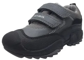 Geox Boy's Savage Grey Textile Double Hook and Loop Sporty Sole Low Top Breathable Sneaker Shoelaces For Asics Running Shoes