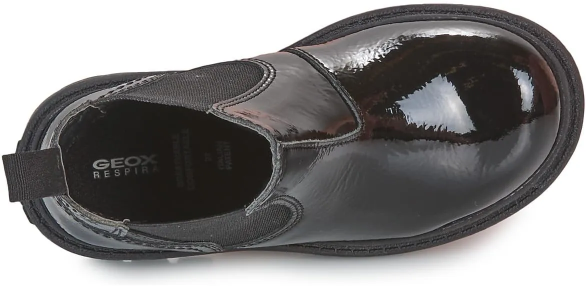 Geox Girls J Shaylax Black Ankle Boots Patent School Boots Adidas New Collection Shoes