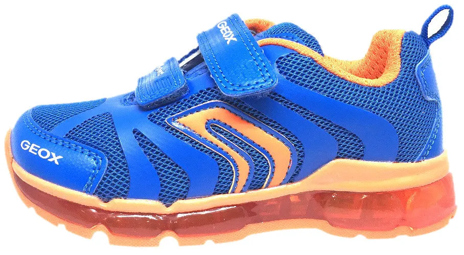 Asics Nimbus 26 Running Shoes Geox Respira Boy's Android Royal Blue & Orange Mesh Light Up Double Hook and Loop Sneaker