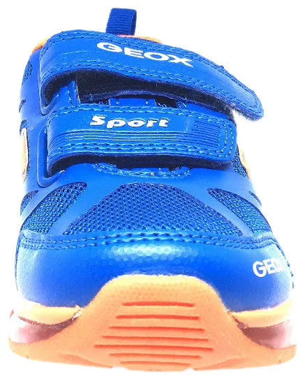 Geox Respira Boy's Android Royal Blue & Orange Mesh Light Up Double Hook and Loop Sneaker Asics Running Shoes Tokyo