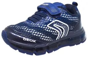 Asics Shoes Platform Geox Respira Boy's J Android Mesh Light Up Elastic Lace Hook and Loop Sneaker Shoe, Navy