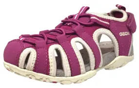 Geox Respira Girl's J S. Roxanne Fuchsia Intricate Elastic Upper Back Hook and Loop Strap Closed Toe Fisherman Sandal Asics Top Running Shoe