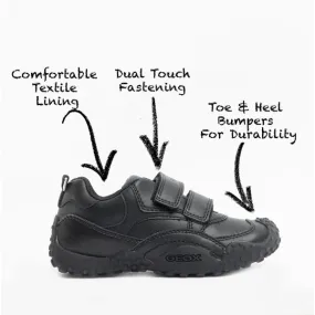 Asics Plated Running Shoes GIANT B Boys Touch Fasten School Shoes Black