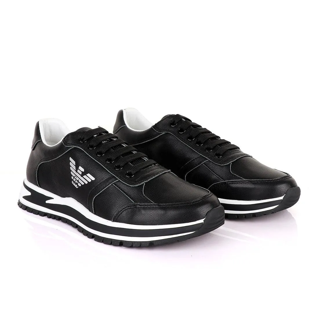Asics Court Mz Shoes Giorgio Armani Black Leather Classic Sneakers