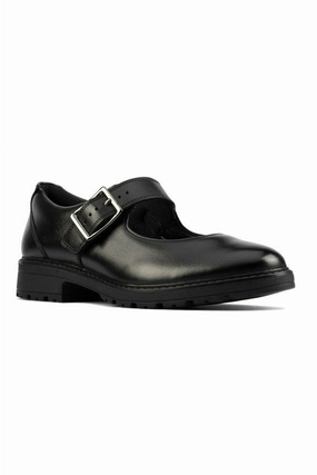 Clarks Loxham Walk Youth Black Leather lightweight fabric