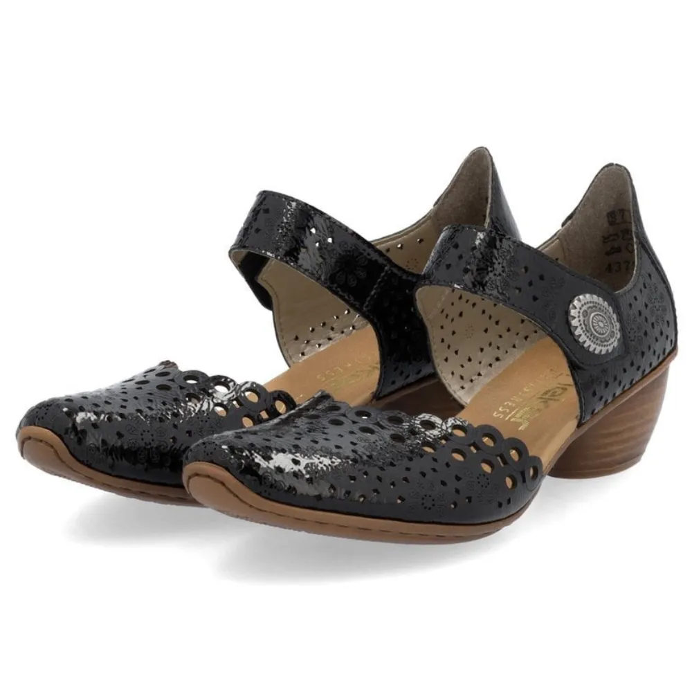 Womens Dress Shoes That Feel Like Tennis Shoes Rieker Mirjam 53 Nero/Black Leather Heel (Women's)
