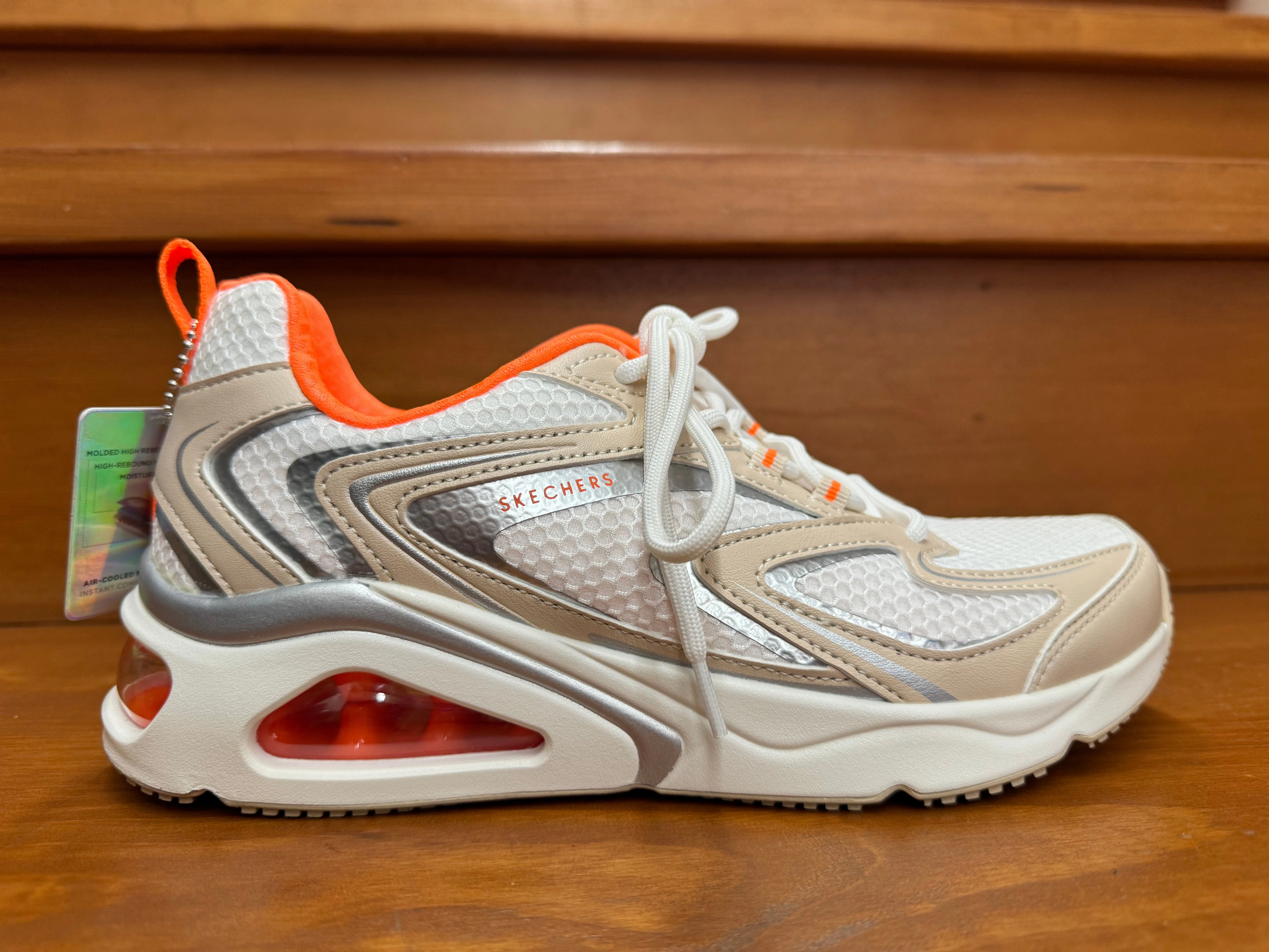 removable footbed shoes thick insole shoes Skechers Terti Airy Natural/Orange 177426 NTOR