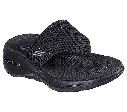 GO WALK ARCH FIT SANDAL - GLAM CITY - BLACK BLACK Ostrich Slippers