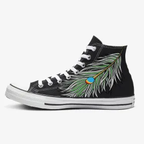 Peacock Feather - Custom Black High Tops Asics Gel Cumulus 17 Running Shoe
