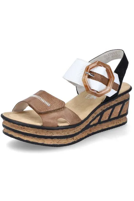 Rieker ladies sandals 68176-64 in Beige combi Travel Light
