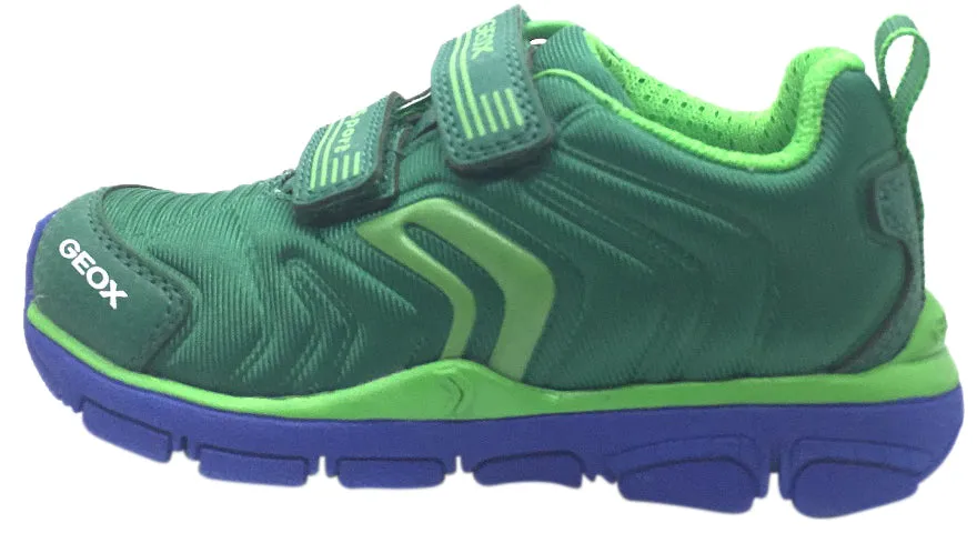 Asics Marathon Shoes 2020 Geox Boy's Torque Green Double Hook and Loop Strap Sporty Low Top Breathable Sneaker