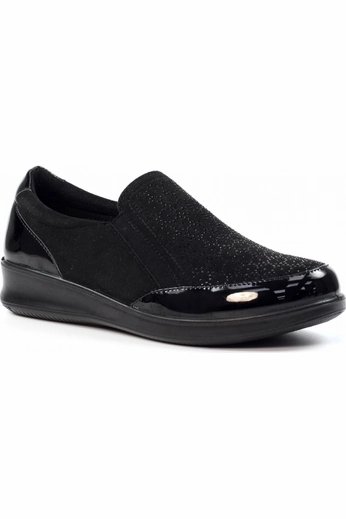 Lunar Hattie Black Wedge Shoe FLN053 Minimal Comfort Speed Jog