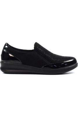 Lunar Hattie Black Wedge Shoe FLN053 Office Style Bare Feel