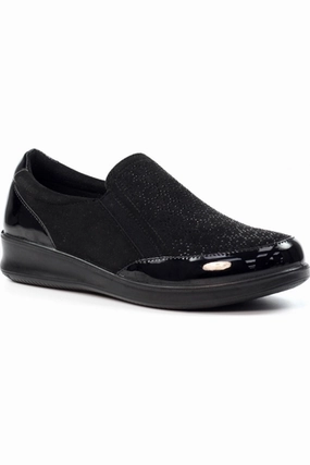 Lunar Hattie Black Wedge Shoe FLN053 Minimal Comfort Speed Jog