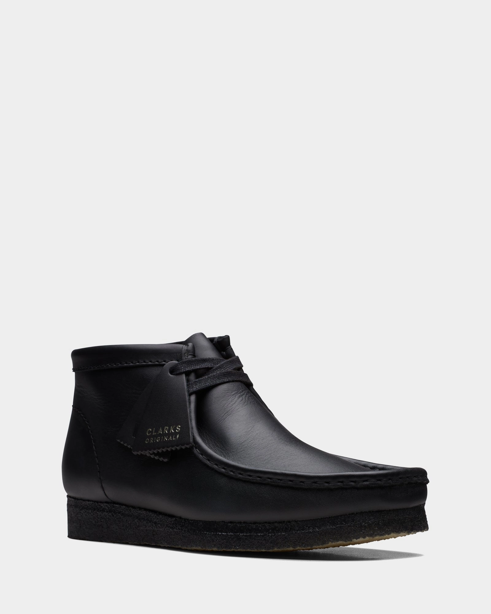 Wallabee Boot (M) Black Leather Non-Slip Grip Daylong Use
