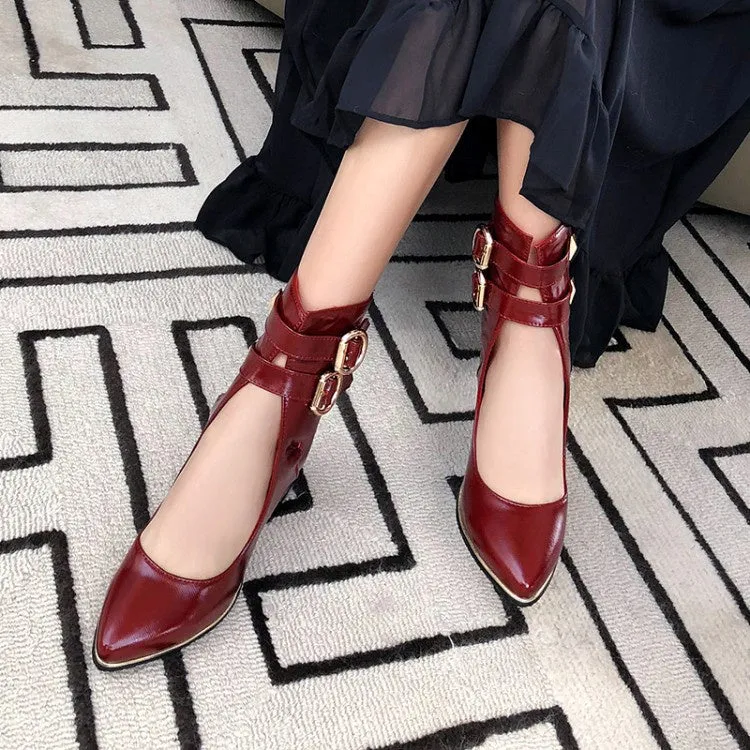 Women's Buckle High Heeled Chunky Heels Shoes Light High Heels