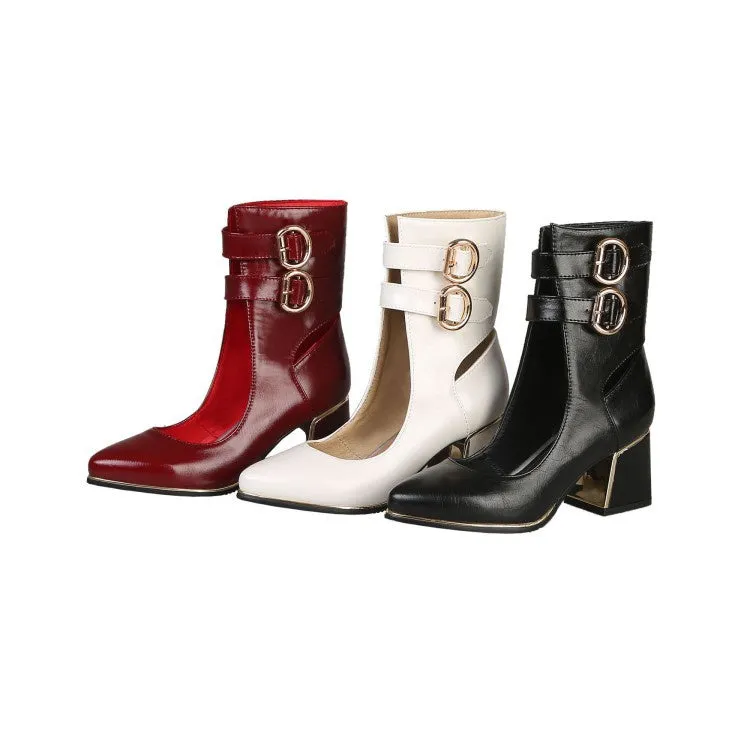 Women's Buckle High Heeled Chunky Heels Shoes High Wedge