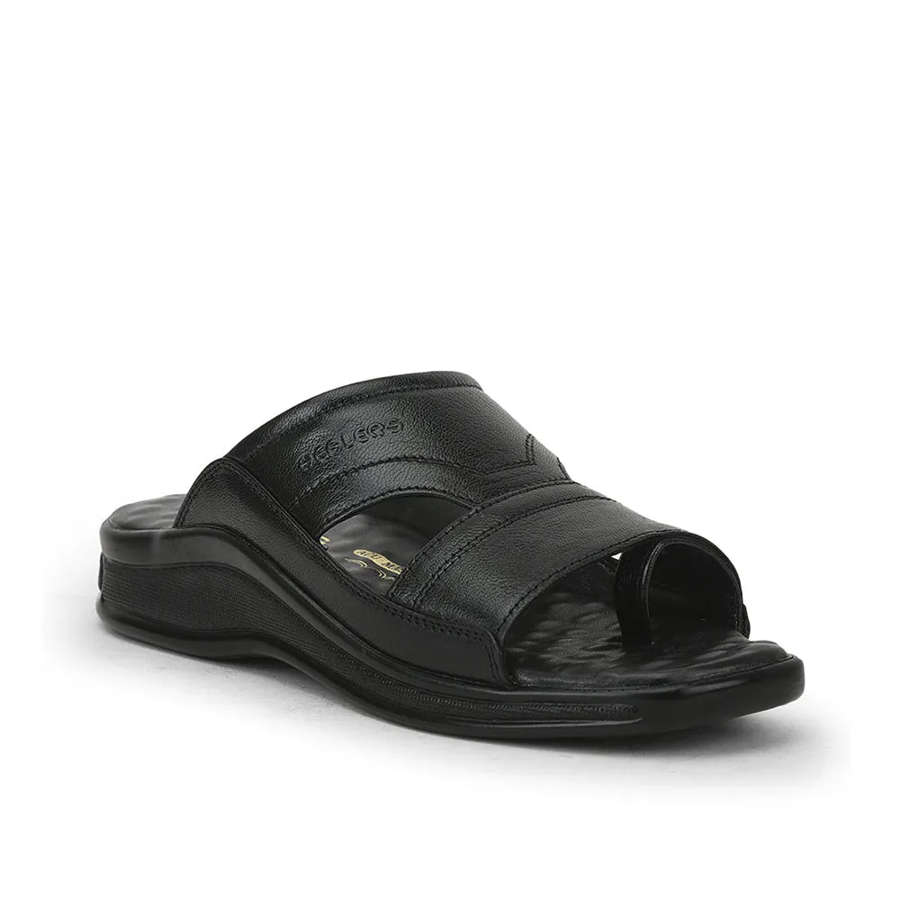 Healers Casual Slippers For Men (Black) 2050-803D By Liberty Muji Cotton Slippers