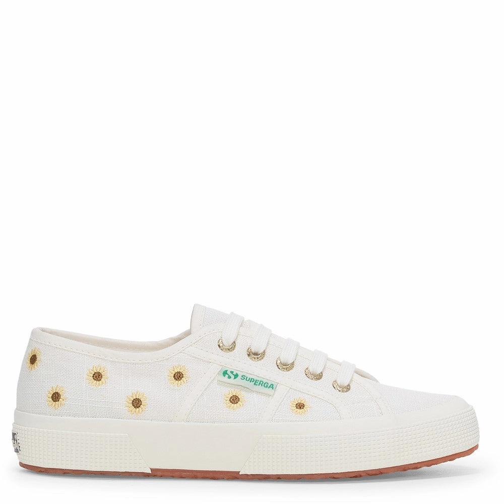 bow - trimmed - design shoes Superga Embroidery Linen Sunflower Trainer