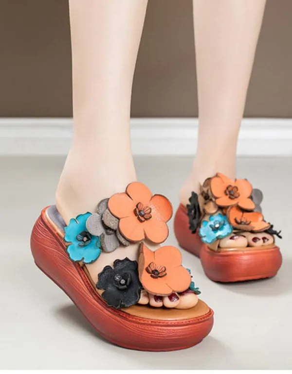 Handmade Retro Flower Summer Beach Slippers Usa Made Slippers